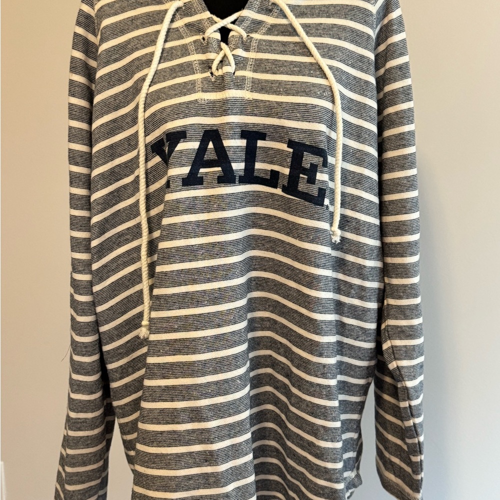 Yale University Striped Gray Sweater with a hoodie